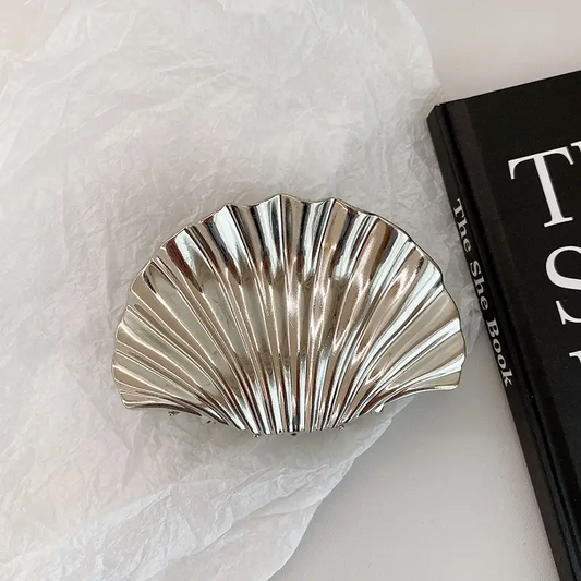 Large Shell Claw Clip in Silver