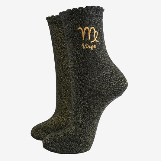 Black Glitter Horoscope Socks
