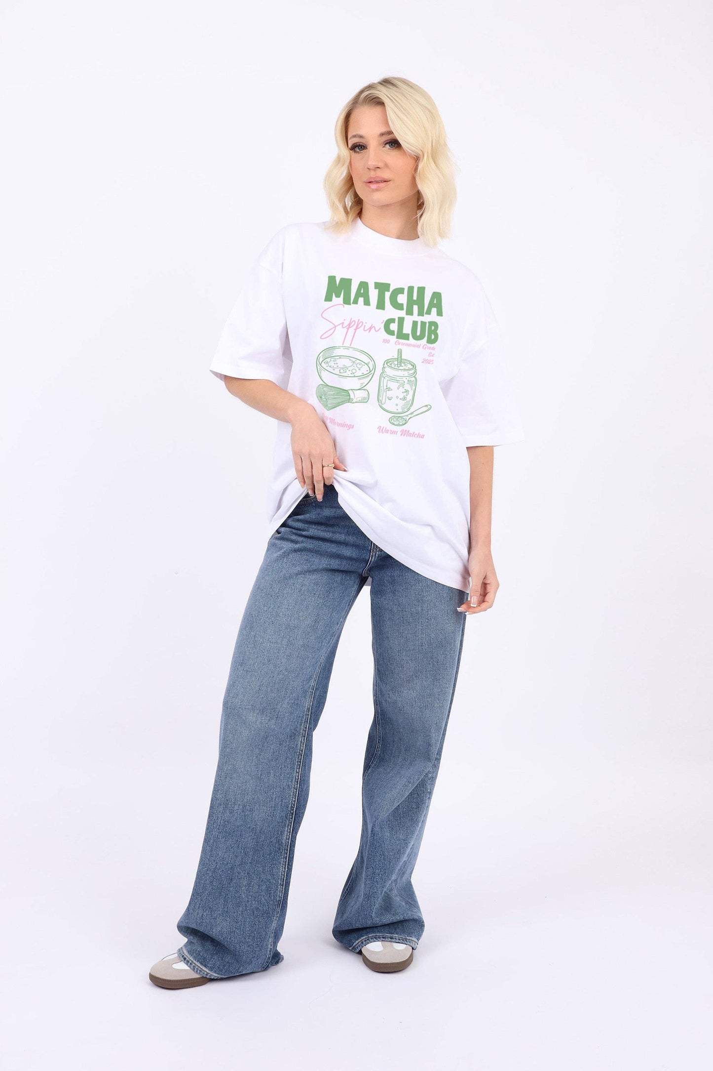 Matcha Club Print Oversized T-Shirt- UNISEX