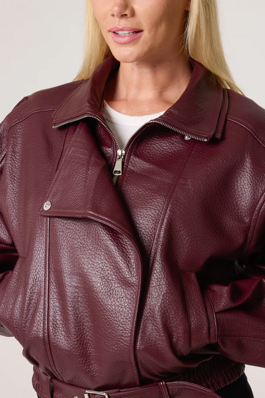 Oversized Belted Bomber Jacket