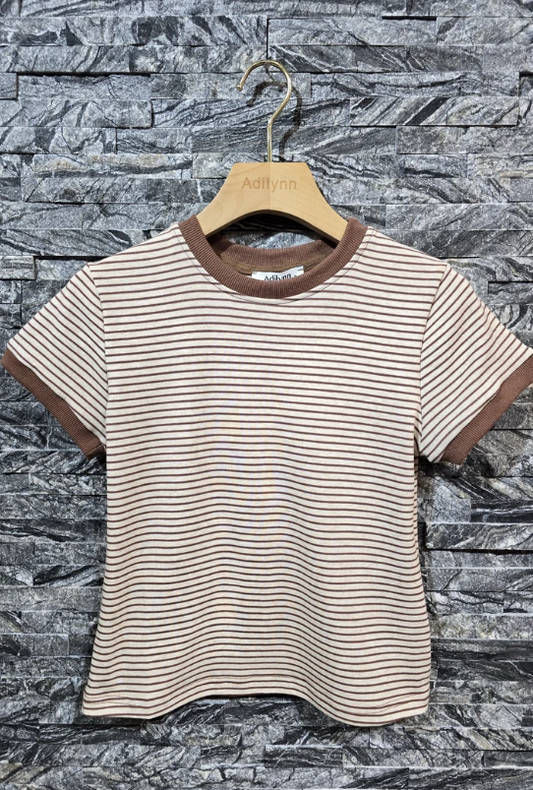 Chocolate striped cotton t-shirt