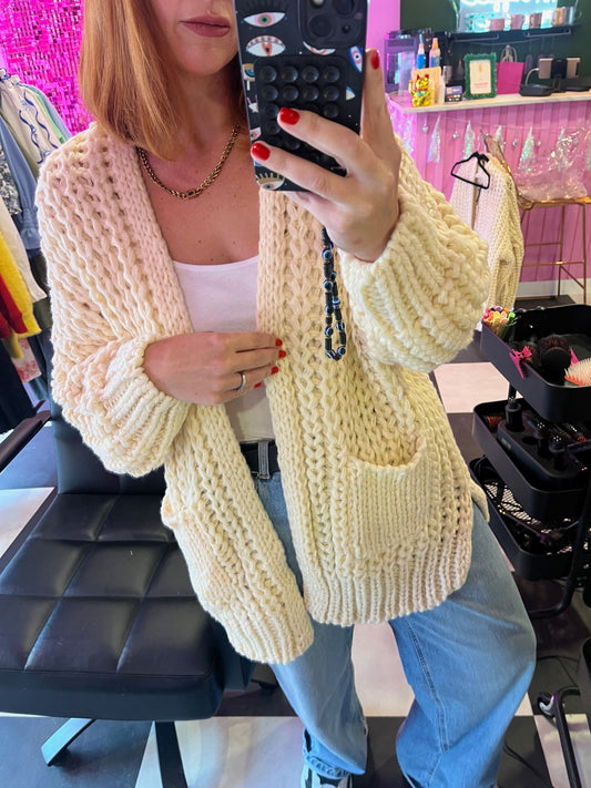 Chunky Knit Cardigan Cream