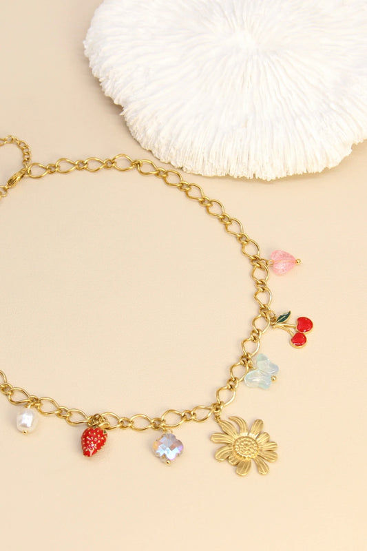 Fruity Charms & Flower Necklace