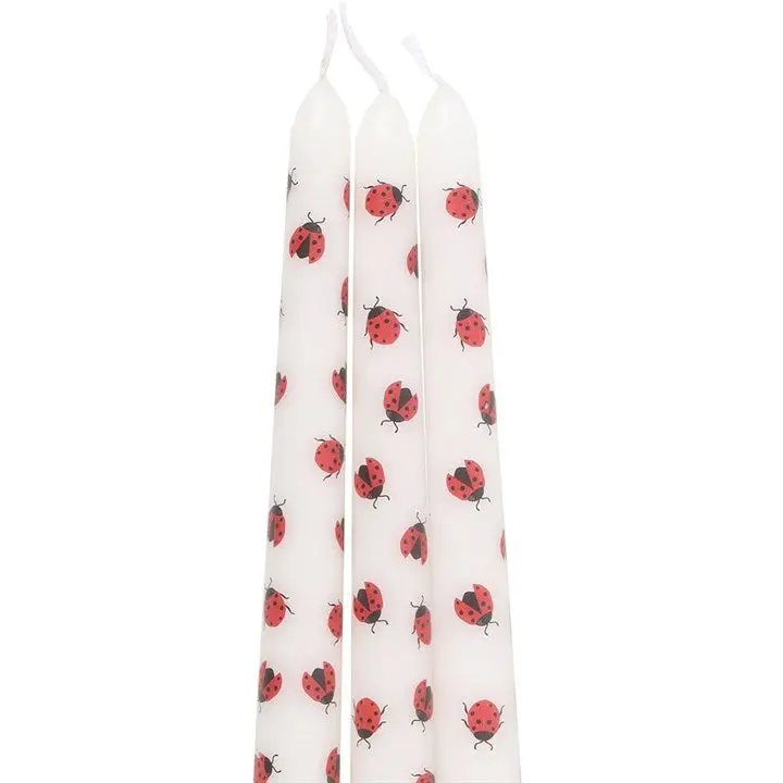 Set of 3 Love Bug Ladybug Taper Candles