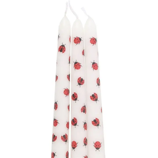 Set of 3 Love Bug Ladybug Taper Candles