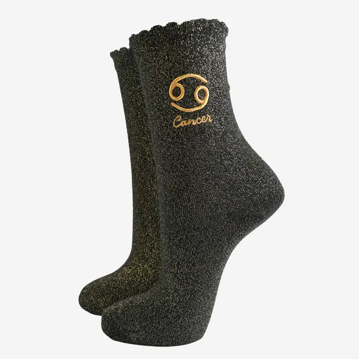 Black Glitter Horoscope Socks