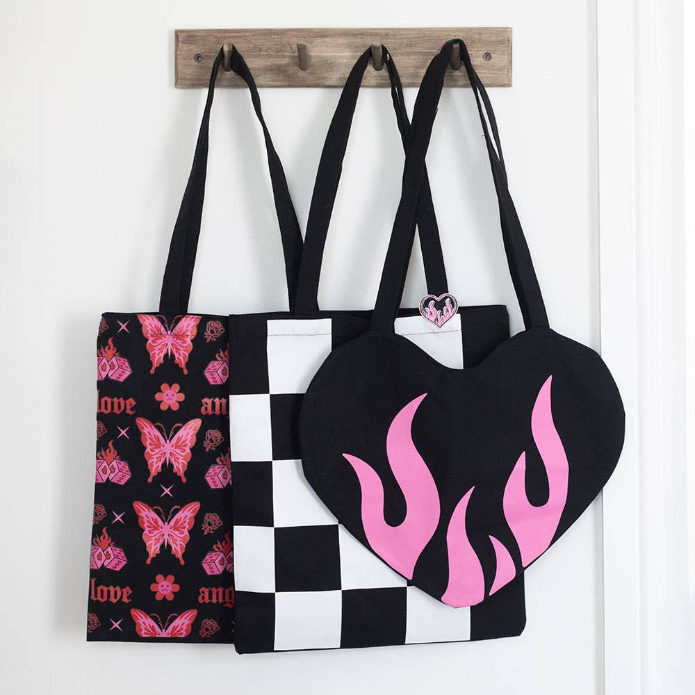 Checkerboard Print Tote Bag
