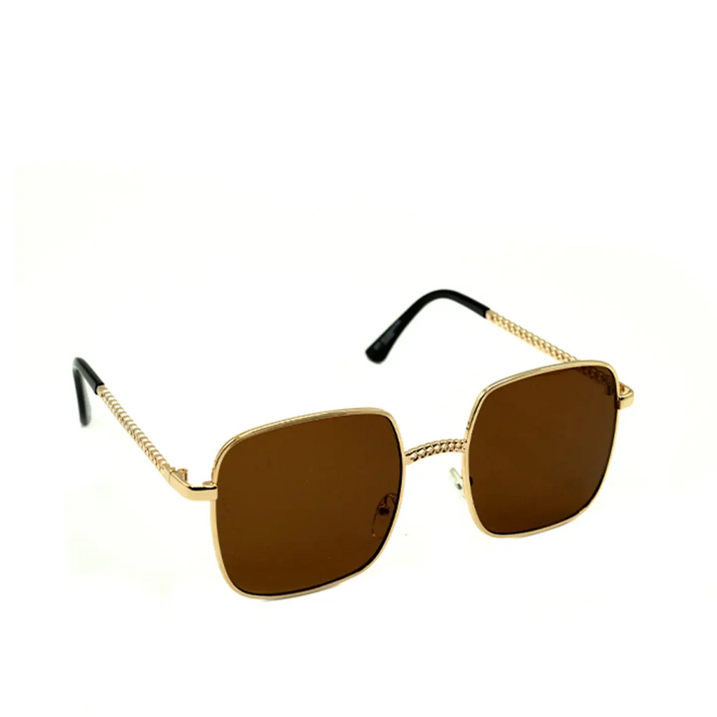Oversized Square Sunglasses in Gold and Brown