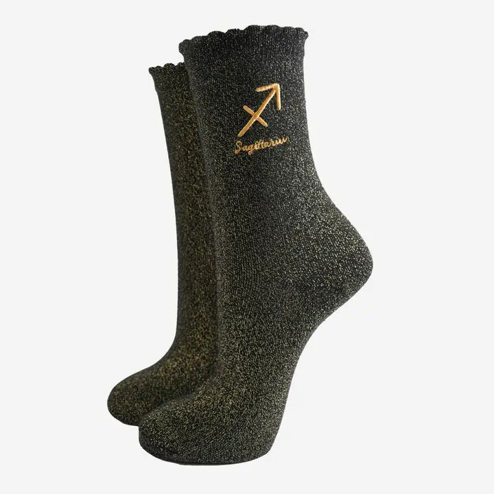 Black Glitter Horoscope Socks