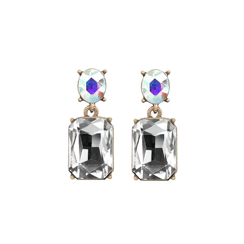 Oval Twin Gem Post Earring