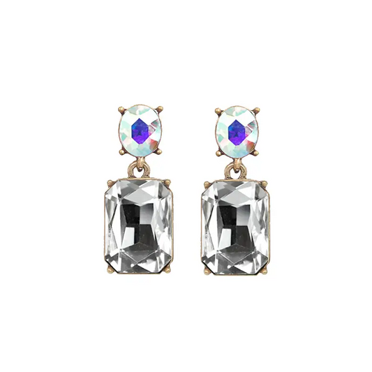 Oval Twin Gem Post Earring