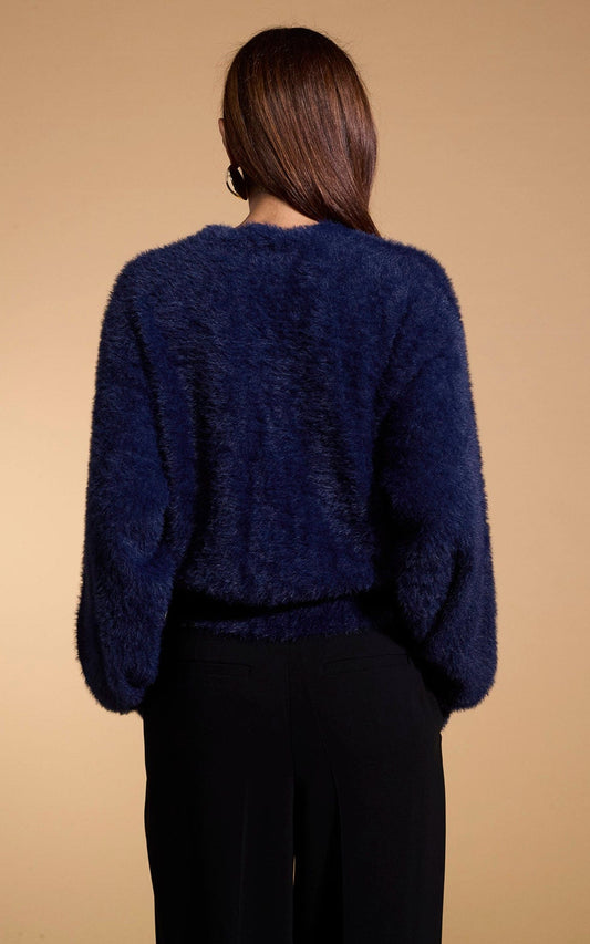 Navy Fluffy Cardigan