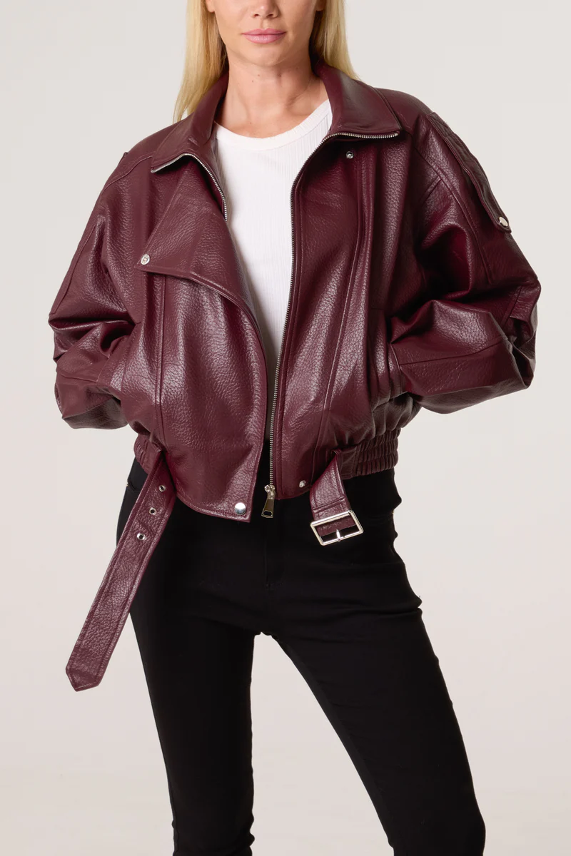 Oversized Belted Bomber Jacket