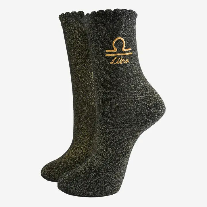 Black Glitter Horoscope Socks