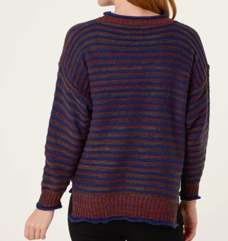 Navy and Red Striped Knit Jumper