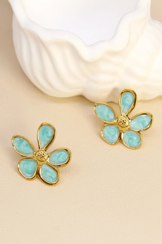 Enamel flower stainless steel earrings