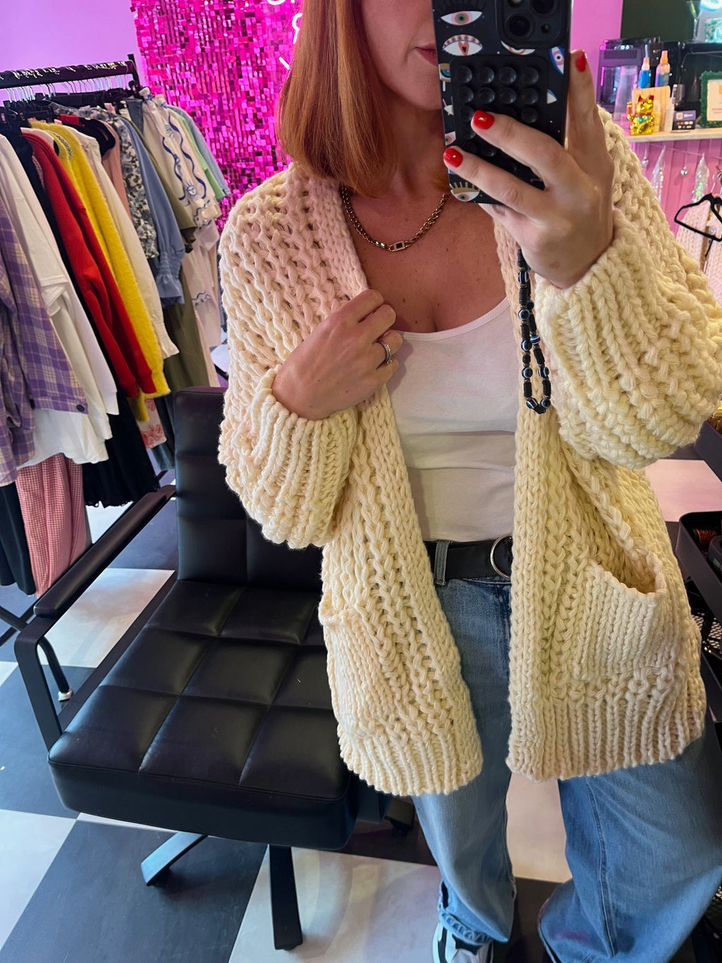 Chunky Knit Cardigan Cream