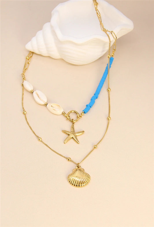 blue shell star necklace