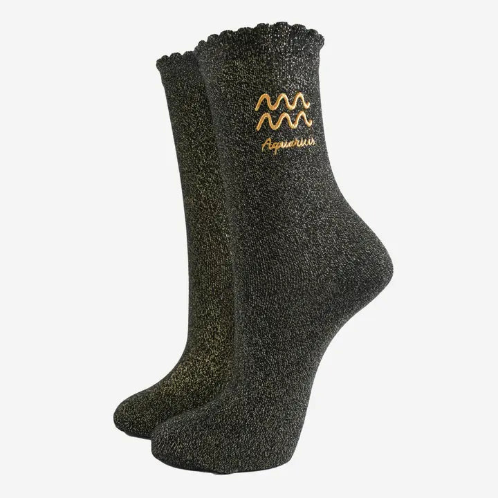 Black Glitter Horoscope Socks