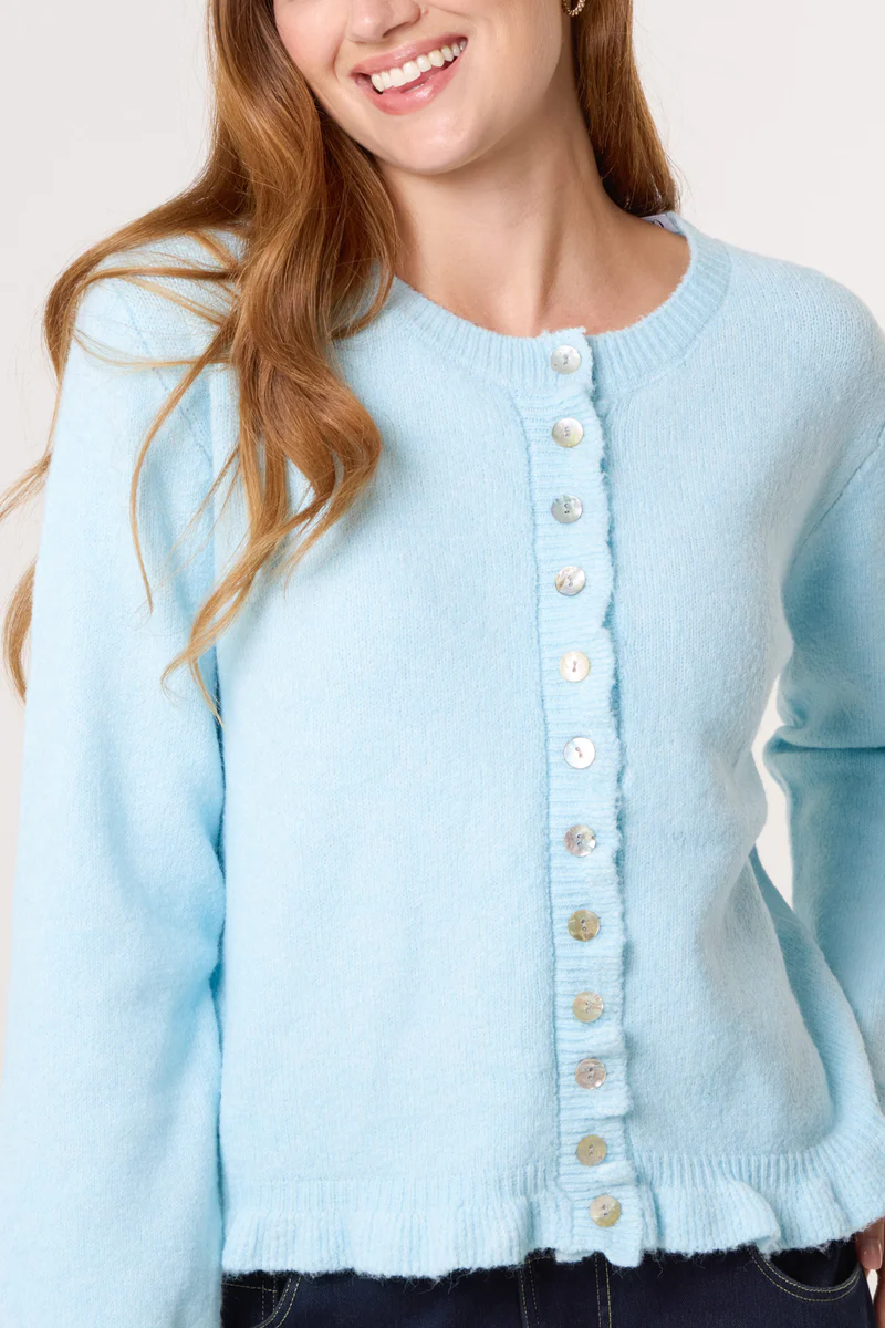 Ruffle Trim Knit Cardigan