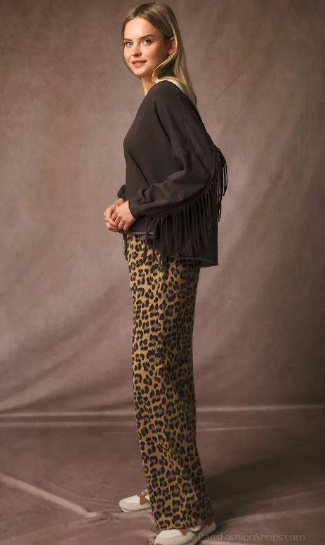 Brown Oversized Sweatshirt With Fringe