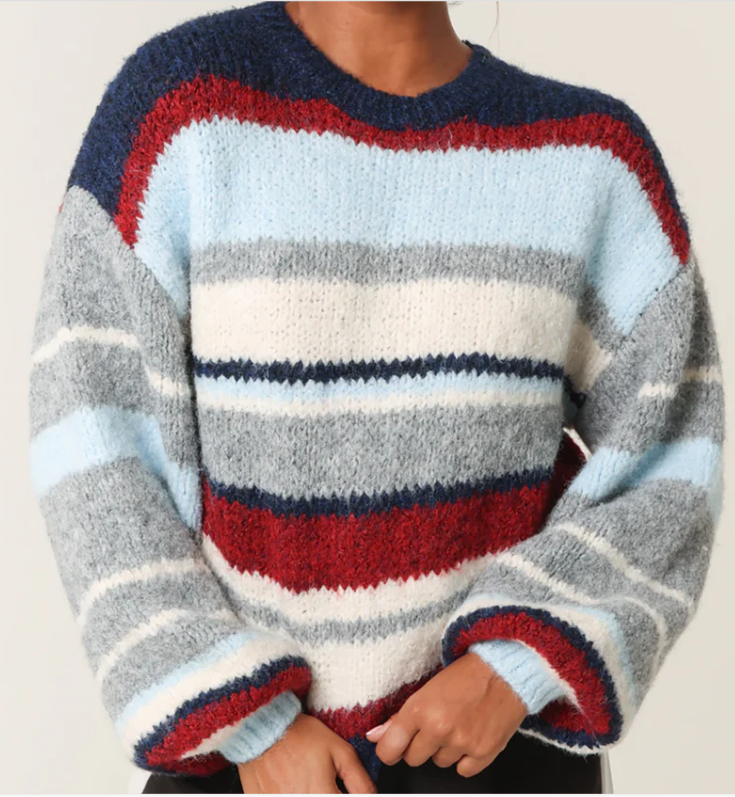 Blue Striped Knitted Jumper