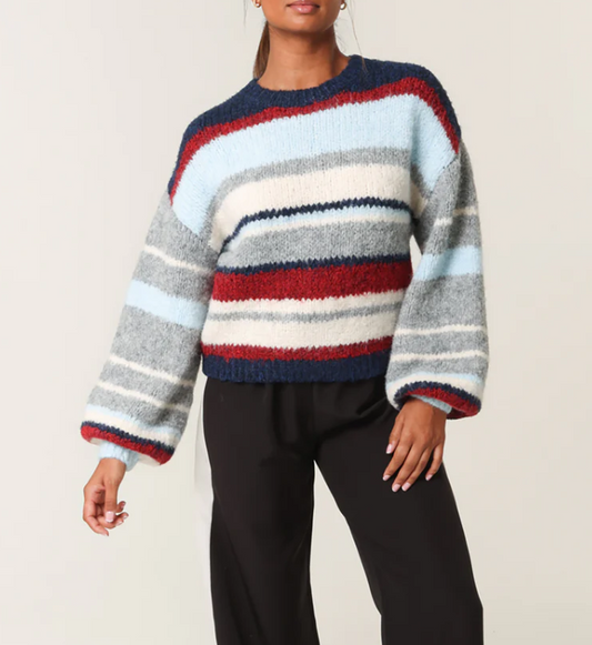 Blue Striped Knitted Jumper